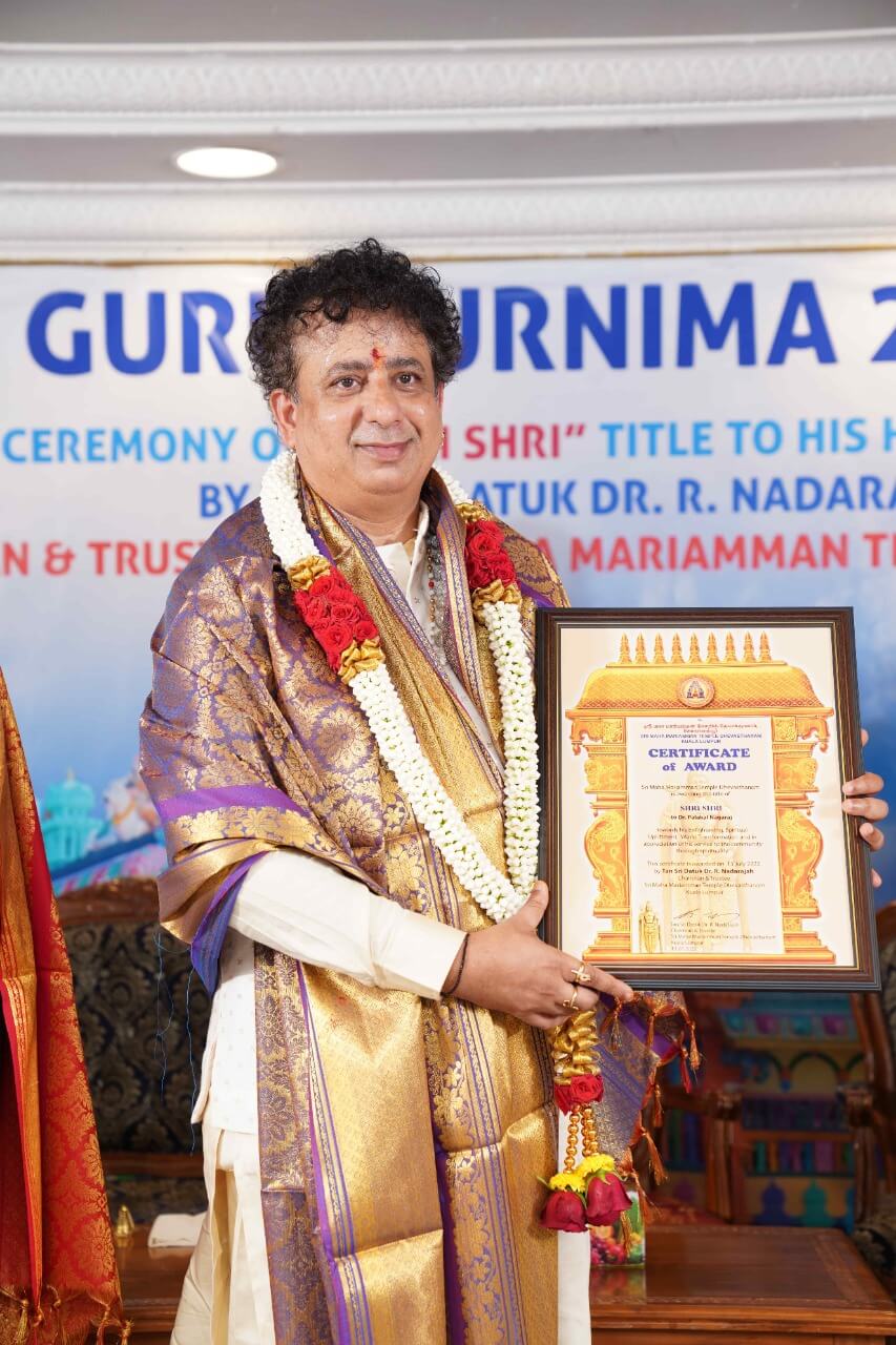 Dr. Palakkal Nagaraj is awarded the title of “Shri Shri” by Tan Sri ...